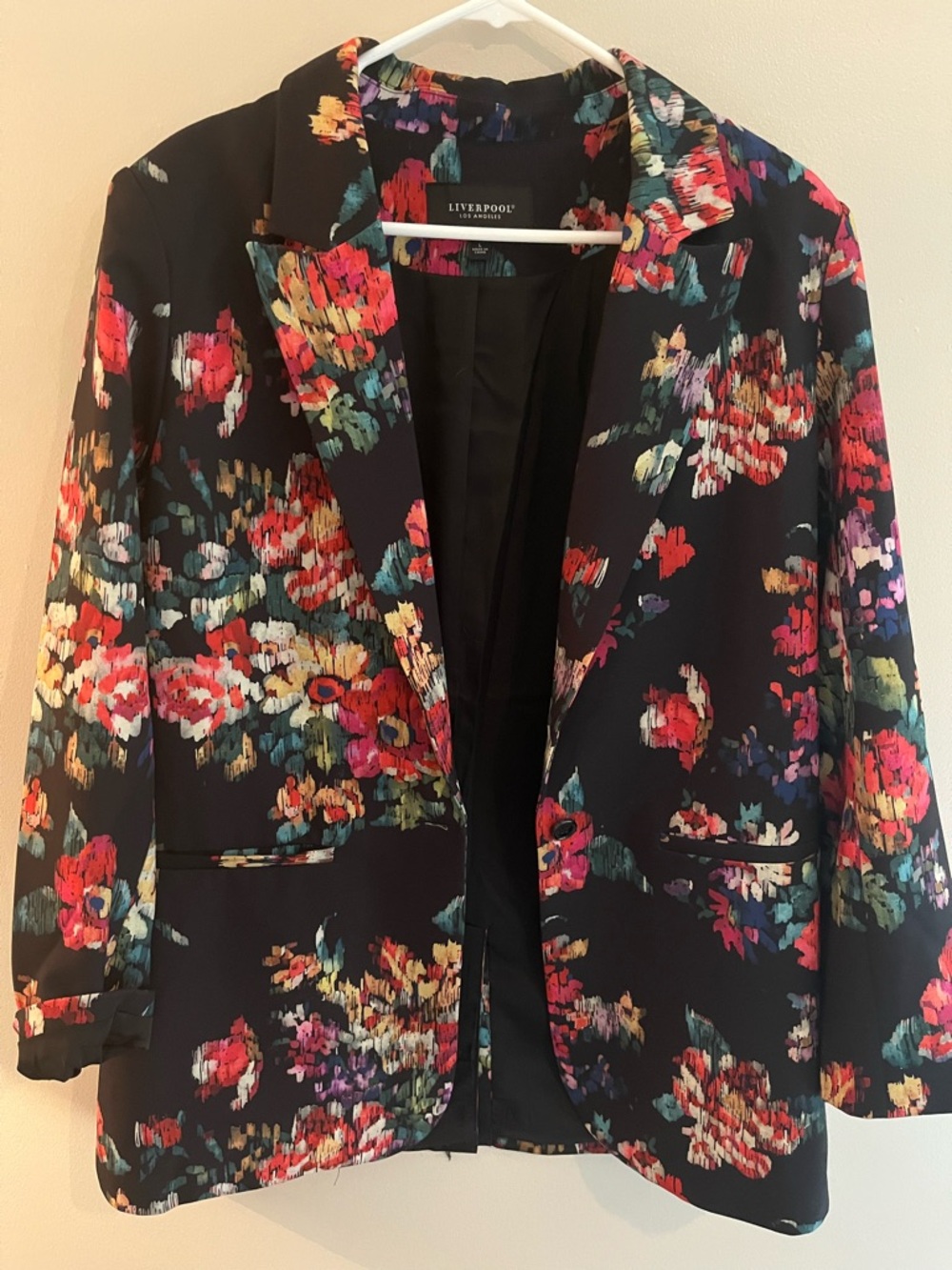 Liverpool Black Jacket with Multicolor Brushstroke Accents